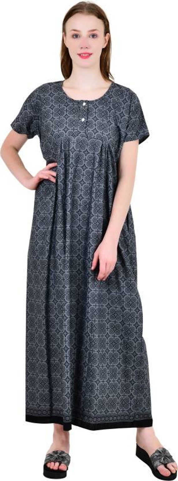 Buy ZEYO Women's Cotton Night Dress Printed Knee Length Night Gown Online  at desertcartINDIA