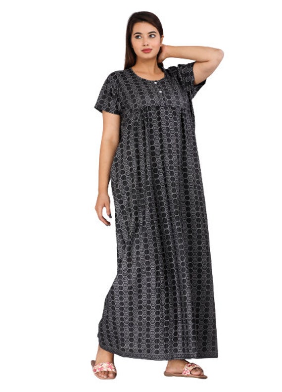 Buy SAMBHAV Printed Cotton Nighty/Night Gown/Night Dress for Women (Pack of  1) (M, Beige) at Amazon.in