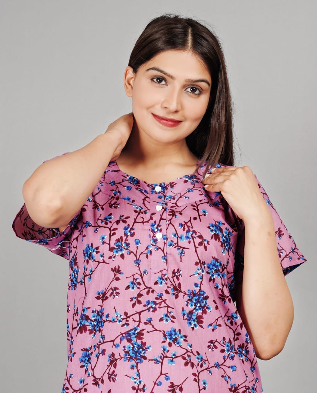 Night Gown Women's 100 Cotton Night Gown Floral Print Ankle Length Maxi