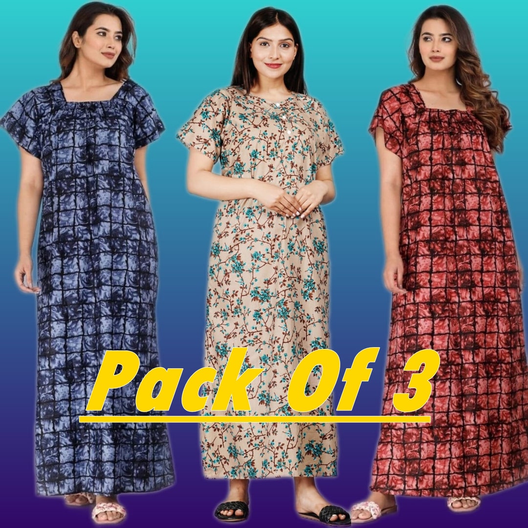 Night Gown Women's 100 Cotton Night Gown Floral Print Etsy