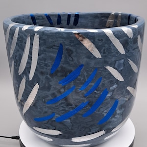 Vase design vénitien en stuc - Gris avec des reflets colorés, moderne, fait main, décoration de luxe, unique, exclusif, intemporel, accessoire pour la maison