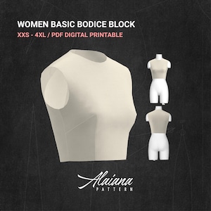 Corpiño básico para mujer / Corpiño holgado / XXS - 4XL / Patrón de costura / Patrón de ajuste de blusa y top / Archivos PDF / A4, Carta de EE. UU., A0