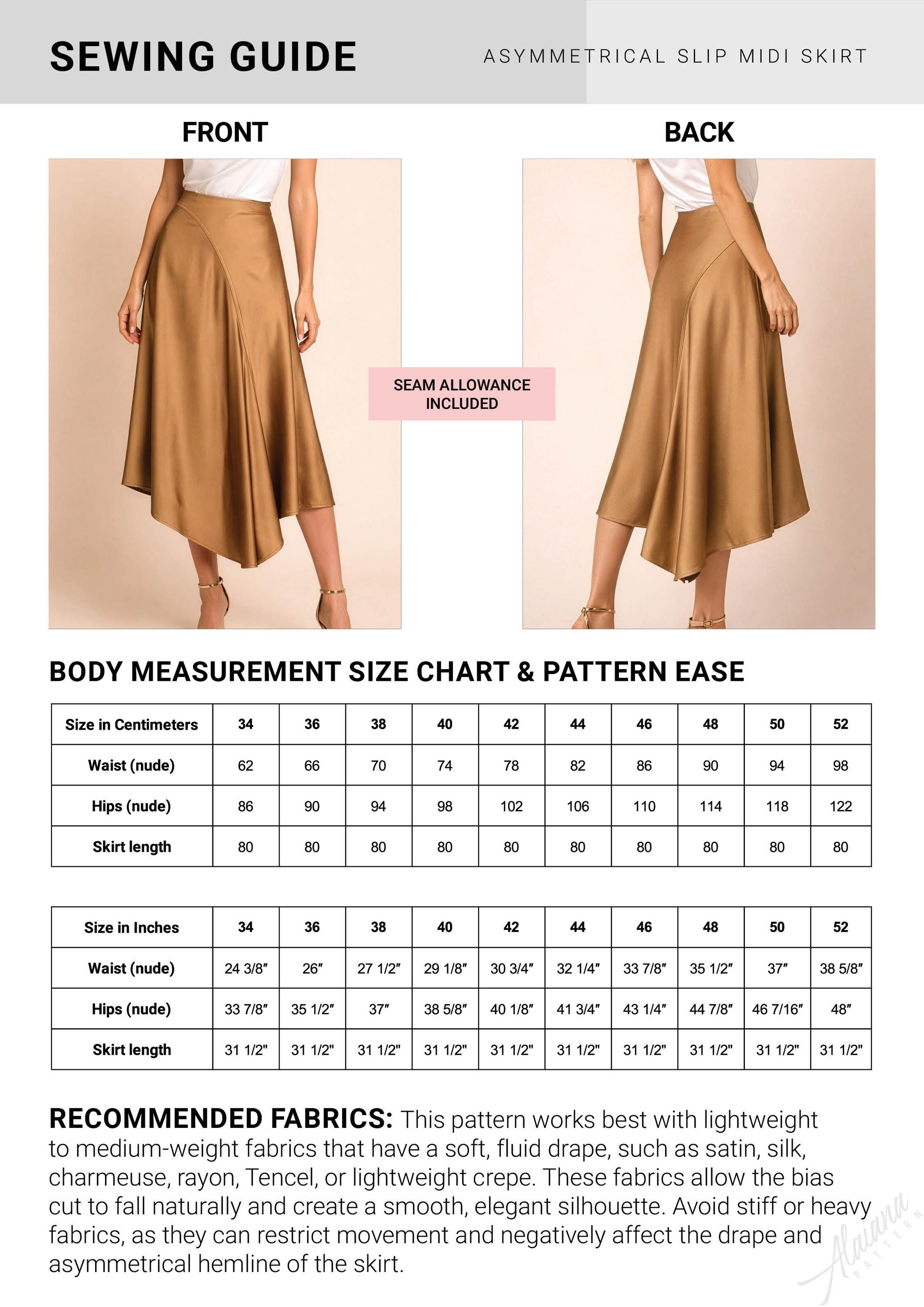 Summer Flowy Skirt Sewing Pattern | Asymmetrical Midi Skirt PDF | Slip ...