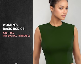 Women's Basic Bodice Block Sewing Pattern | Multi-Size XXS-4XL (PDF Pattern)