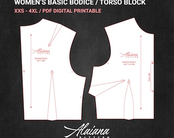 Women's Basic Bodice Sewing Pattern XXS-4XL (Digital Download)