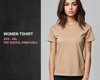 Women's Crew Neck T-Shirt Sewing Pattern | XXS-4XL (Digital PDF)