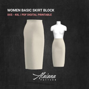 Fitted Pencil Skirt Sewing Pattern (XXS-4XL) | Women's Basic Skirt Block (PDF Files)