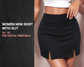 Schnittmuster Minirock | Front Slits, Anfänger freundlich (PDF Digital Pattern)
