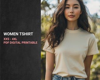 Women's Crew Neck T-Shirt Sewing Pattern | Beginner Friendly (PDF Pattern)