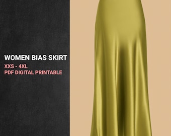 Mönster för maxi-kjol | Snedskuren satin (PDF-mönster)