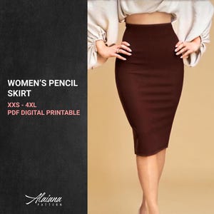Women&#39;s Stretch Skirt PDF Pattern | Pencil Skirt Sewing Pattern | High Waist Bodycon Skirt | XXS-4XL Sizes | Instant Download