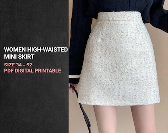 Schnittmuster Minirock | High Waist A-Line (Digitales PDF Stickmuster)