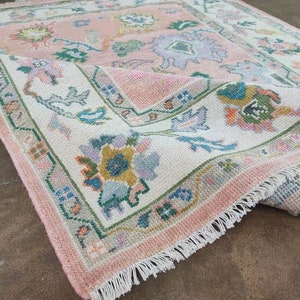 8x10 Pink Awesome handknotted Oushak Made to Order (In Any Size) Knotted Modern Oushak area rug pastel oushak rug
