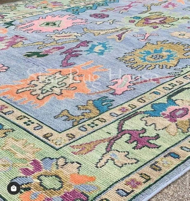 Quick Ship Contemporary Oushak Rug 8x10soft Pink Wool Rug for Living