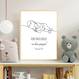 For This Child We Have Prayed 1 Samuel 1:27 Bible Verse Baby Wall Art Print Christian Baby Boy Girl Nursery Art Sign & Baby Room Wall Decor