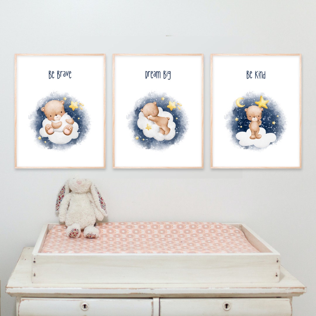 Cute Bear Wall Art Baby Wall Art Print Baby Boy Nursery Art Sign & Baby ...
