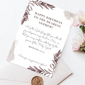 Birthday Card for Nephew: Bible Verse, Christian Gift (Instant Download)