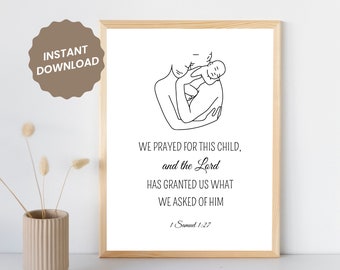 1Samuel 1:27 Baby Kinderzimmer Kunst - Christliche Wanddekoration (Digitaler Download)