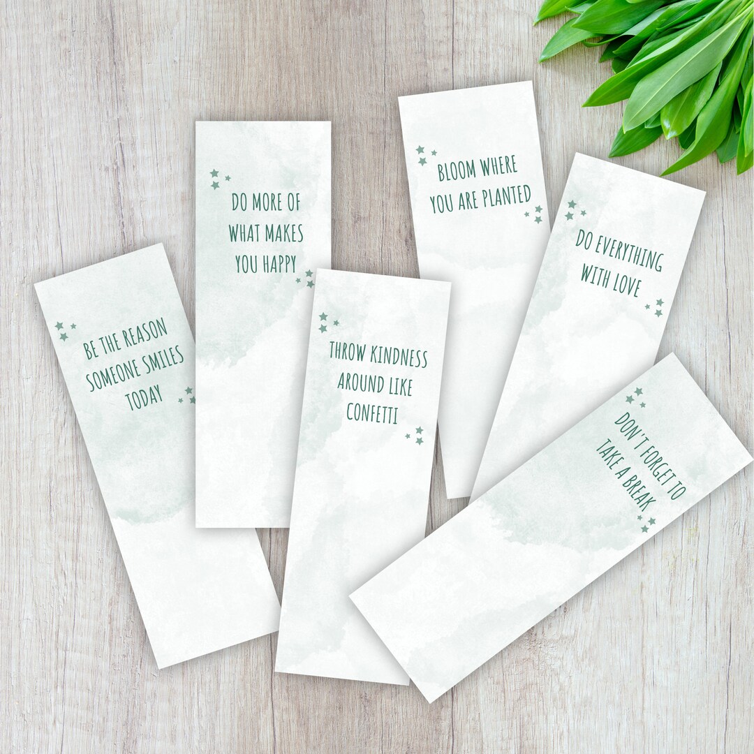 Printable Bookmarks With Nice Quotes Bookmark Set of 6 Instant Download