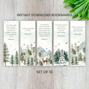 Bookmark Cute Printable Bookmarks With  Bible Verse Bookmark set of 10 Nature Art Instant Download Digital Product Art Bookmark Bible Psalms