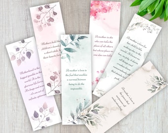 Conjunto de marcadores florais para o Dia das Mães: presente para amantes de livros para imprimir (arquivo digital)