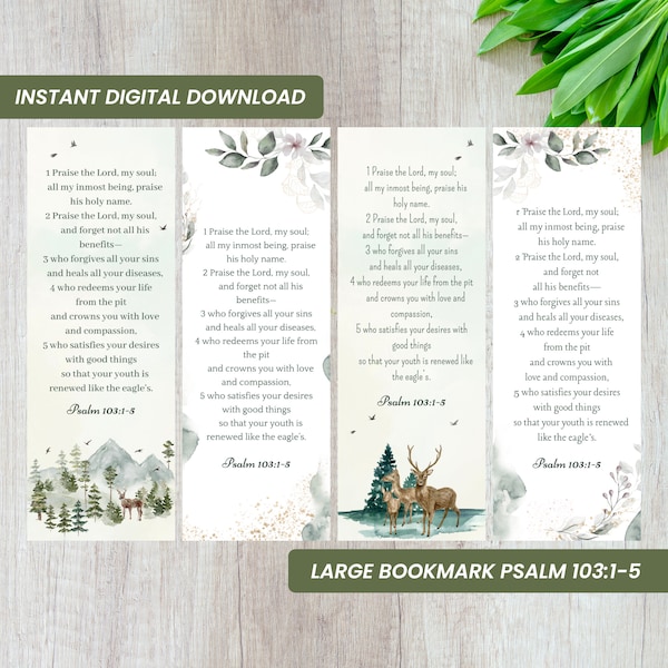 Psalm 103 Bookmark Cute Printable Bookmarks With Bible Verse Large Bookmark Nature Art Instant Download Digital Art Bookmark Bible Psalm 103