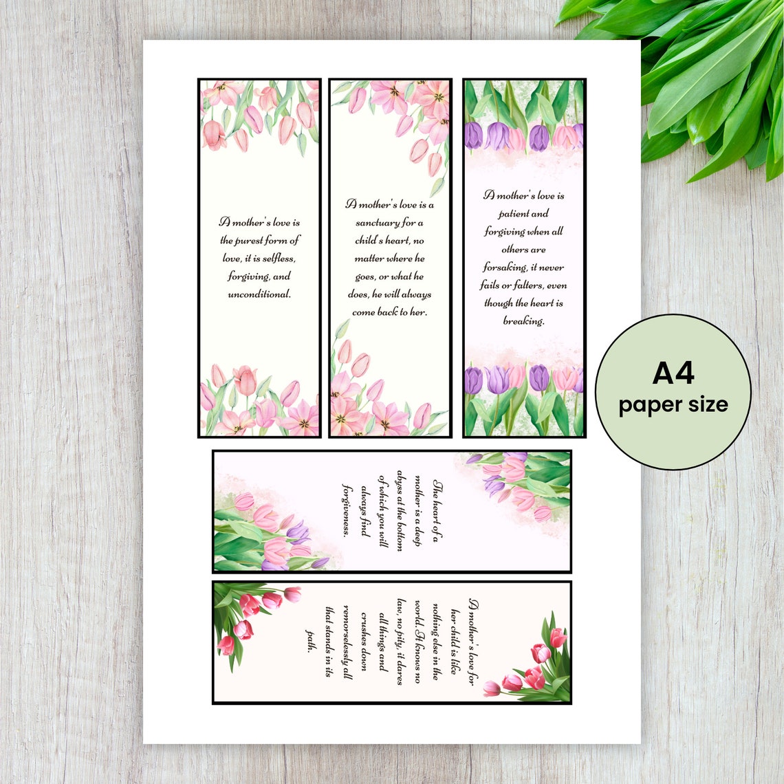 Bookmarks for Mom, Printable Bookmarks, Floral Bookmarks, Bookmarks Set ...
