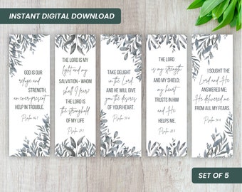 Psalm Bookmarks: Leaves Design, Set of 5 (Digital Download)
