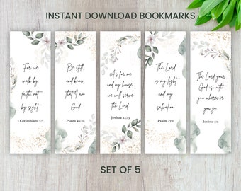 Printable Bible Verse Bookmark Set Digital Bookmark Bundle Scripture Bookmark Printable Christian Bookmark Gifts for Women Bulk Bible Quotes