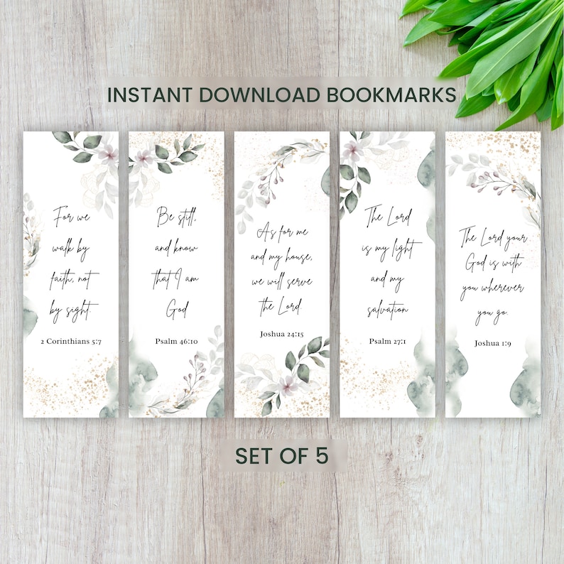 Printable Bible Verse Bookmark Set Digital Bookmark Bundle Scripture