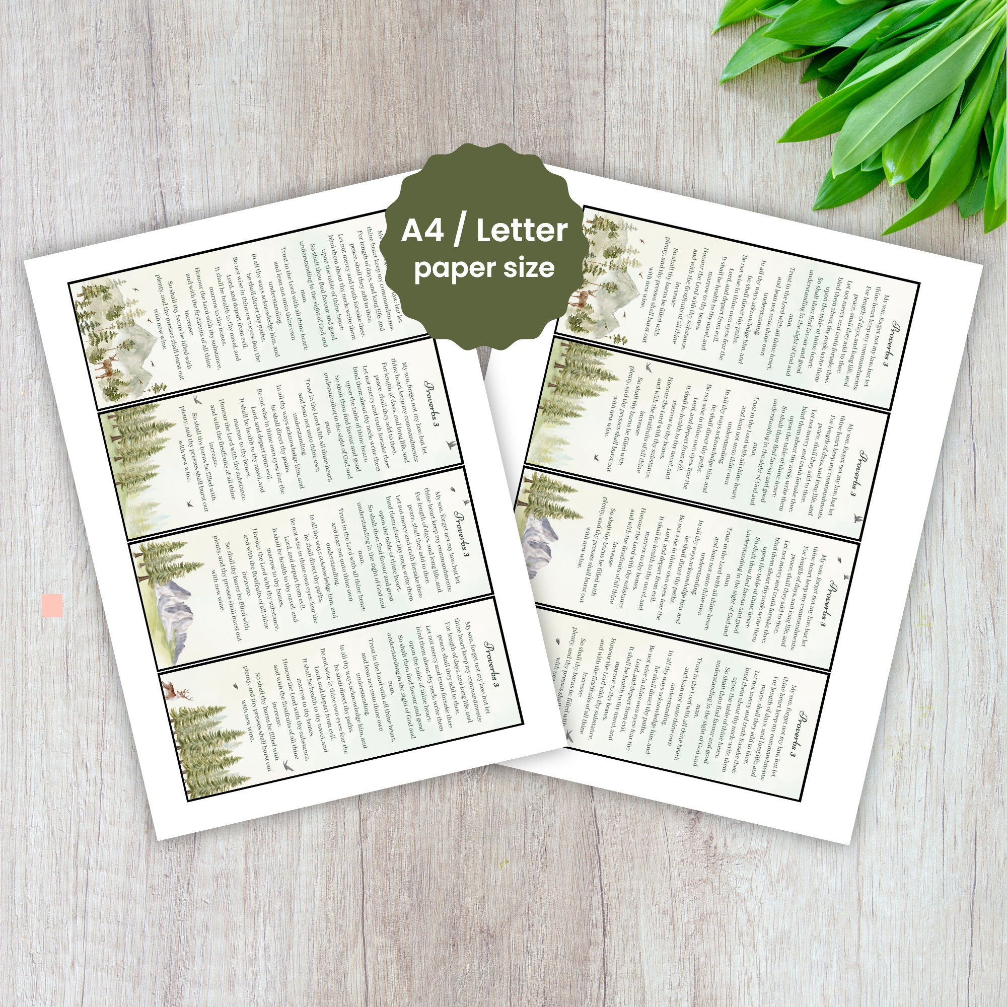 Proverbs 3 Bookmark Cute Printable Bookmarks With Bible Verse Large Bookmark Nature Art Instant ...