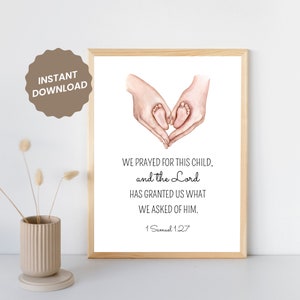 For This Child We Have Prayed 1 Samuel 1:27 Bible Verse Baby Wall Art Print Christian Baby Boy Girl Nursery Art Sign & Baby Room Wall Decor