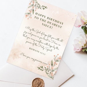 Carte d'anniversaire Carte d'anniversaire à téléchargement immédiat Carte de versets bibliques Carte d'anniversaire pour nièce chérie Cadeau pour nièce Cadeaux chrétiens Carte d'anniversaire