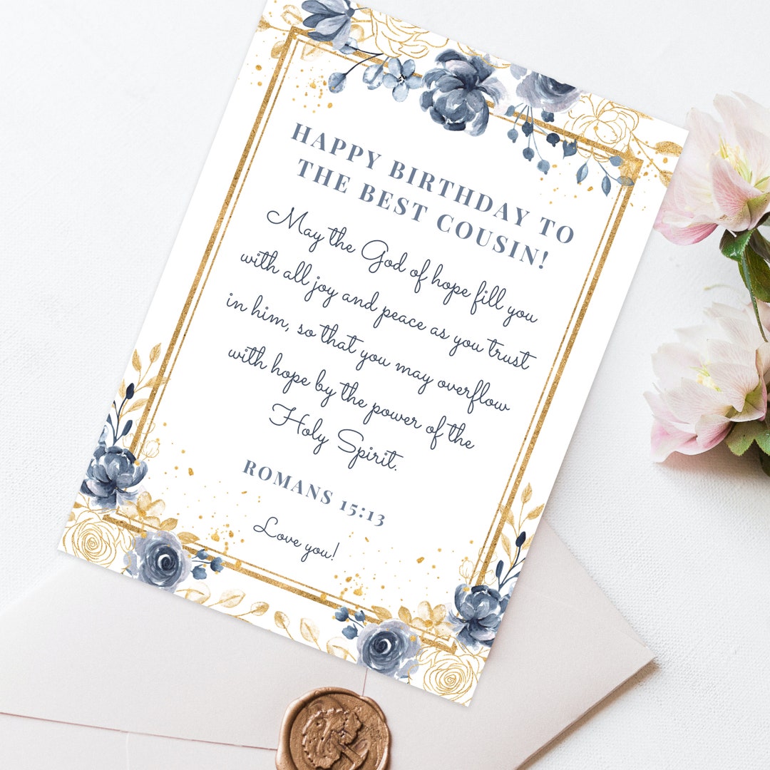 Christian Birthday Card for Cousin, Bible Verse (digital Download) - Etsy