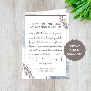 Anerkennung Karte für Lehrer Karte für Beste Lehrer Geschenk für Professoren Wertschätzung Nachricht Geschenke druckbare Karte Sofortiger Download