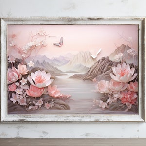 Flowers Mural 3D Wall Art | Flowers Wall Art | Vintage Wall Art | Wall Décor | PRINTABLE Wall Art | Digital DOWNLOAD | Ratio 3:2 LANDSCAPE