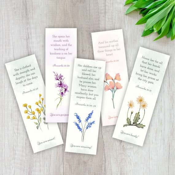 Pink Flowers Happy Mother's Day Proverbs 31:28 Scripture Bookmarks for  Women Mothers Mom Appreciation, Women's Ministry, Church Gifts Bulk 1 Pack  of