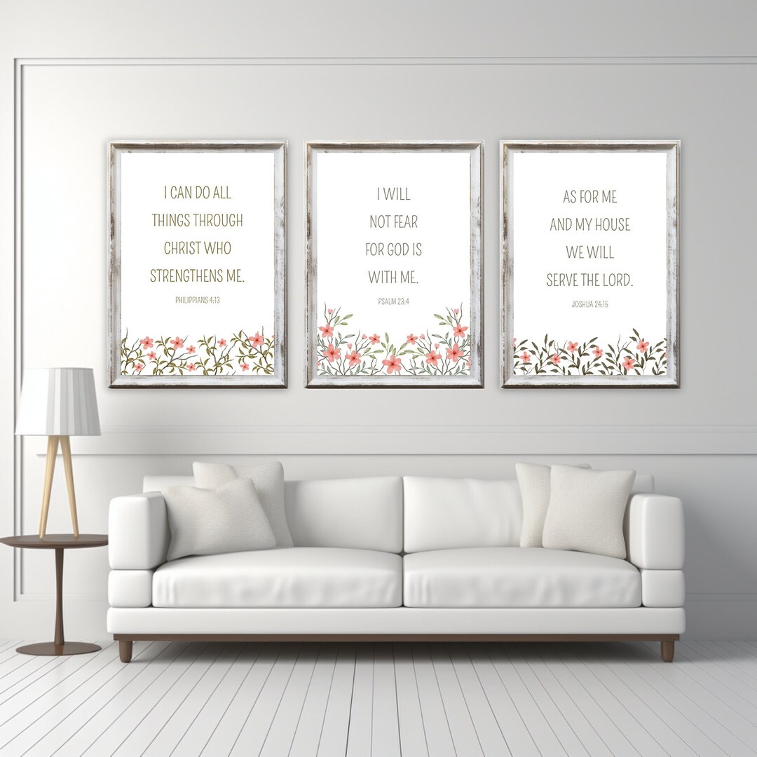 Christian Wall Art Set of 3 Bible Verse Wall Art Print Christian Decor ...