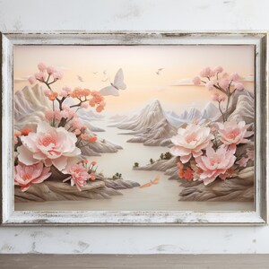 Flowers Mural 3D Wall Art | Flowers Wall Art | Vintage Wall Art | Wall Décor | PRINTABLE Wall Art | Digital DOWNLOAD | Ratio 3:2 LANDSCAPE
