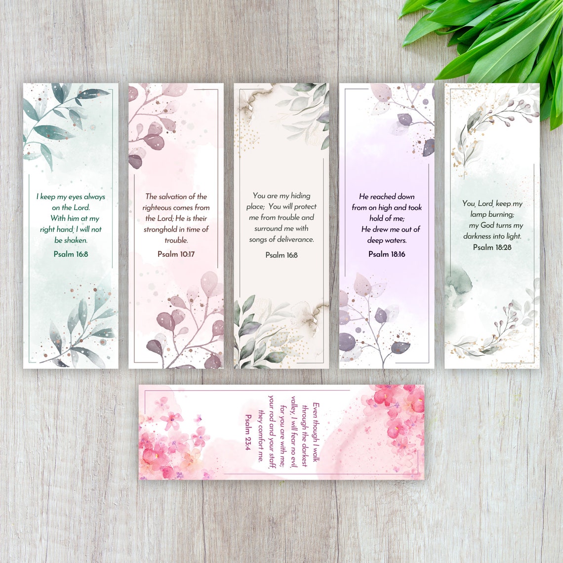 Bookmarks Cute Printable Bookmarks With Psalms Bookmark Set of 6 Nature ...