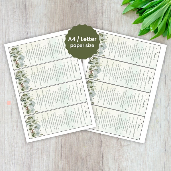 Psalm 23 Bookmark Cute Printable Bookmarks With Bible Verse Large Bookmark Nature Art Instant Download Digital Art Bookmark Bible Psalm 23