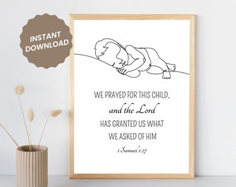 1Samuel 1:27 Baby Kinderzimmer Kunst, Christliche Wanddekoration (Digitaler Download)