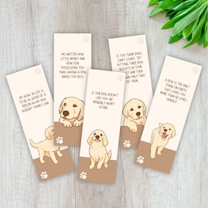 Bookmarks with Dogs Set of 10 Bookmarks Dogs Quotes Cute Bookmarks Cute Dogs Dog Lover Gifts Printable Bookmarks Instant Download 2&quot; x 6&quot;