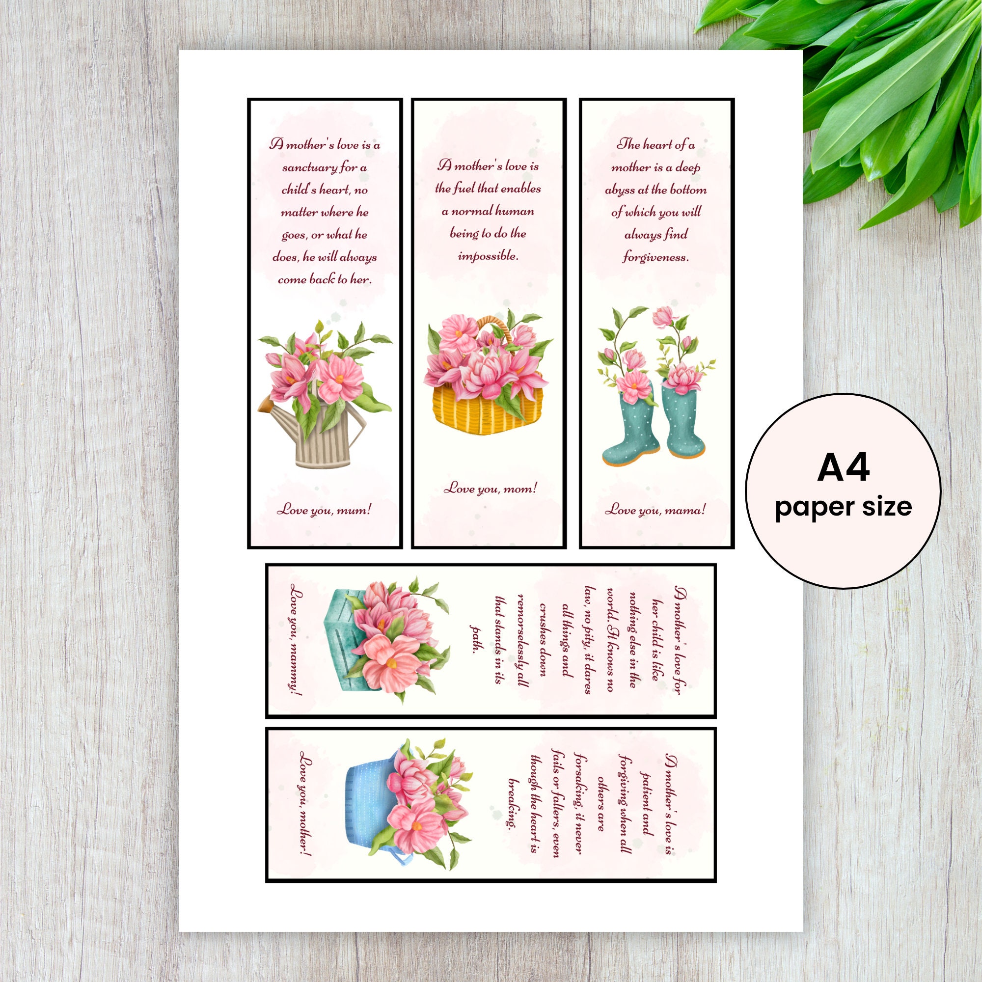 Bookmarks for Mom Best Gift for Mother's Day Bookmarks Floral Bookmarks ...
