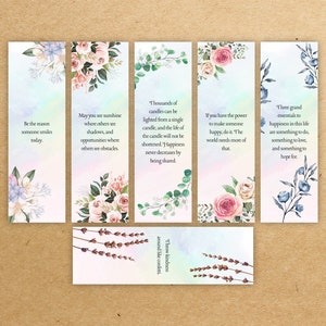 Printable Bookmarks With Nice Quotes Bookmark set of 6 Nature Art Bookmark Instant Download Bookmark Digital Product