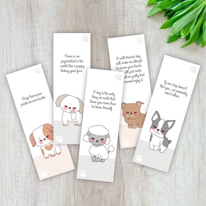 Bookmarks with Dogs Bookmarks set of 10 Dogs Quotes Cute Bookmarks Cute Dogs Dog Lover Gifts Printable Bookmarks Instant Download