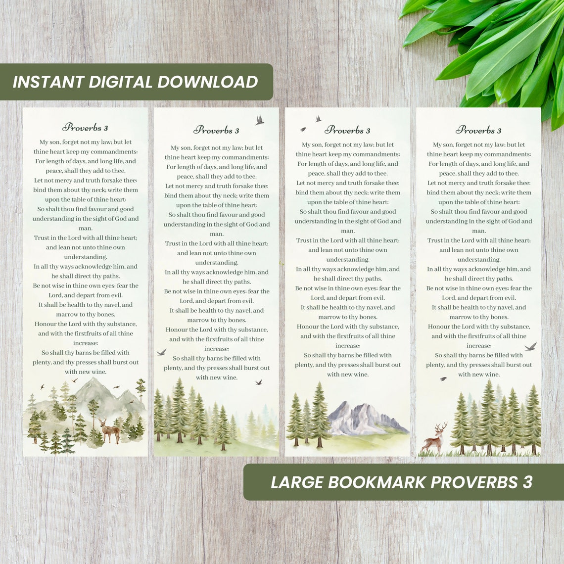 Proverbs 3 Bookmark Cute Printable Bookmarks With Bible Verse Large Bookmark Nature Art Instant ...