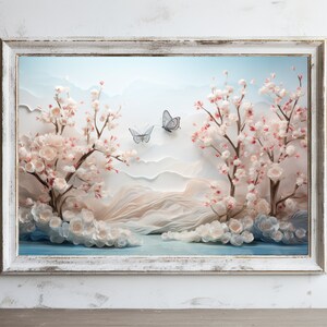 Flowers Mural 3D Wall Art | Flowers Wall Art | Vintage Wall Art | Wall Décor | PRINTABLE Wall Art | Digital DOWNLOAD | Ratio 3:2 LANDSCAPE