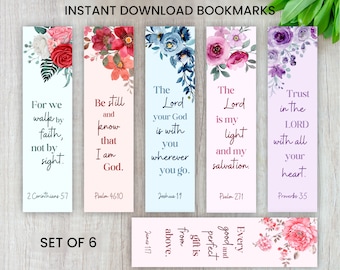 Floral Bible Verse Bookmarks: Christian Gift (Digital Download)