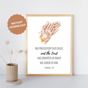 For This Child We Have Prayed 1 Samuel 1:27 Bible Verse Baby Wall Art Print Christian Baby Boy Girl Nursery Art Sign & Baby Room Wall Decor